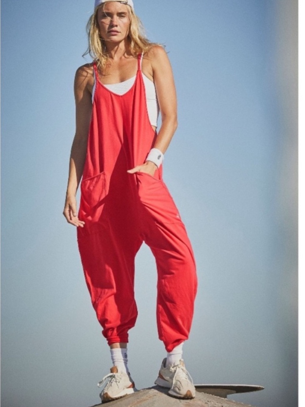 Free People Hot Shot Onesie Jumpsuit in Washed Winterberry Red Pink S NEW
